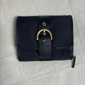 Talbots Navy Blue Wallet with Gold-tone Buckle